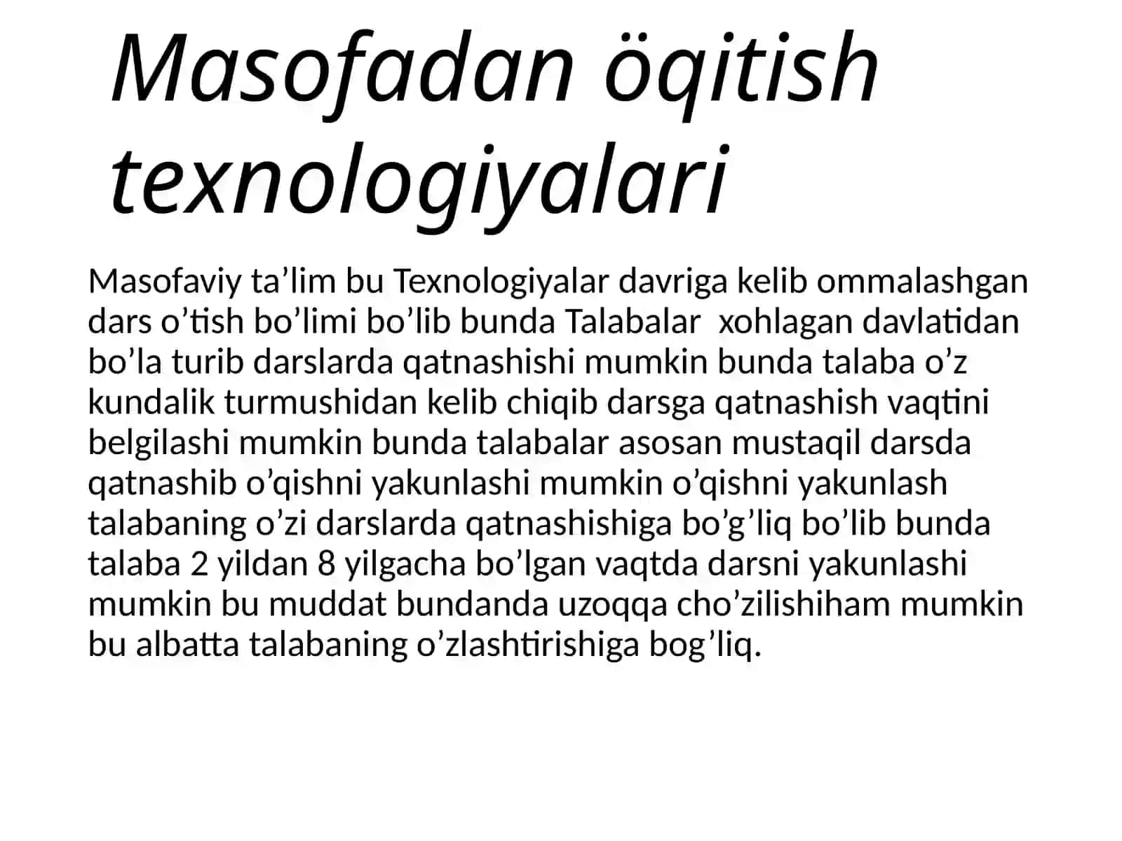 Masofadan o'qitish texnologiyalari 3