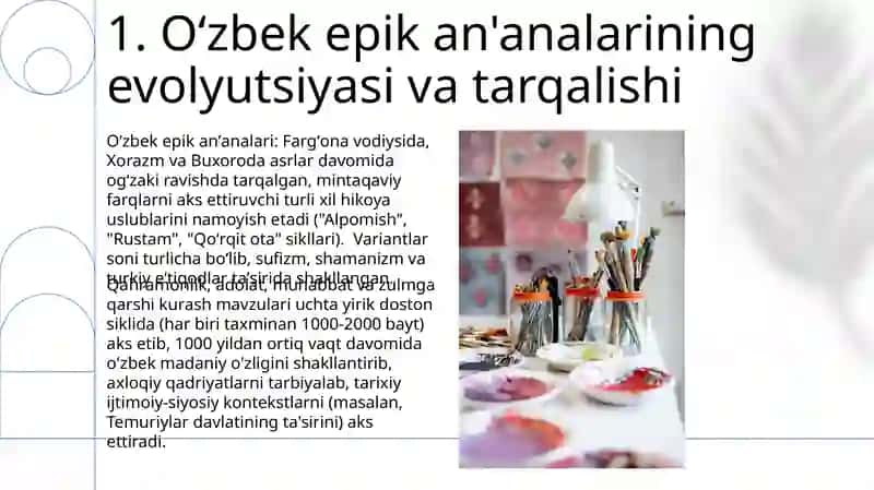O'zbek epik an'analarining evolyutsiyasi va tarqalishi 3