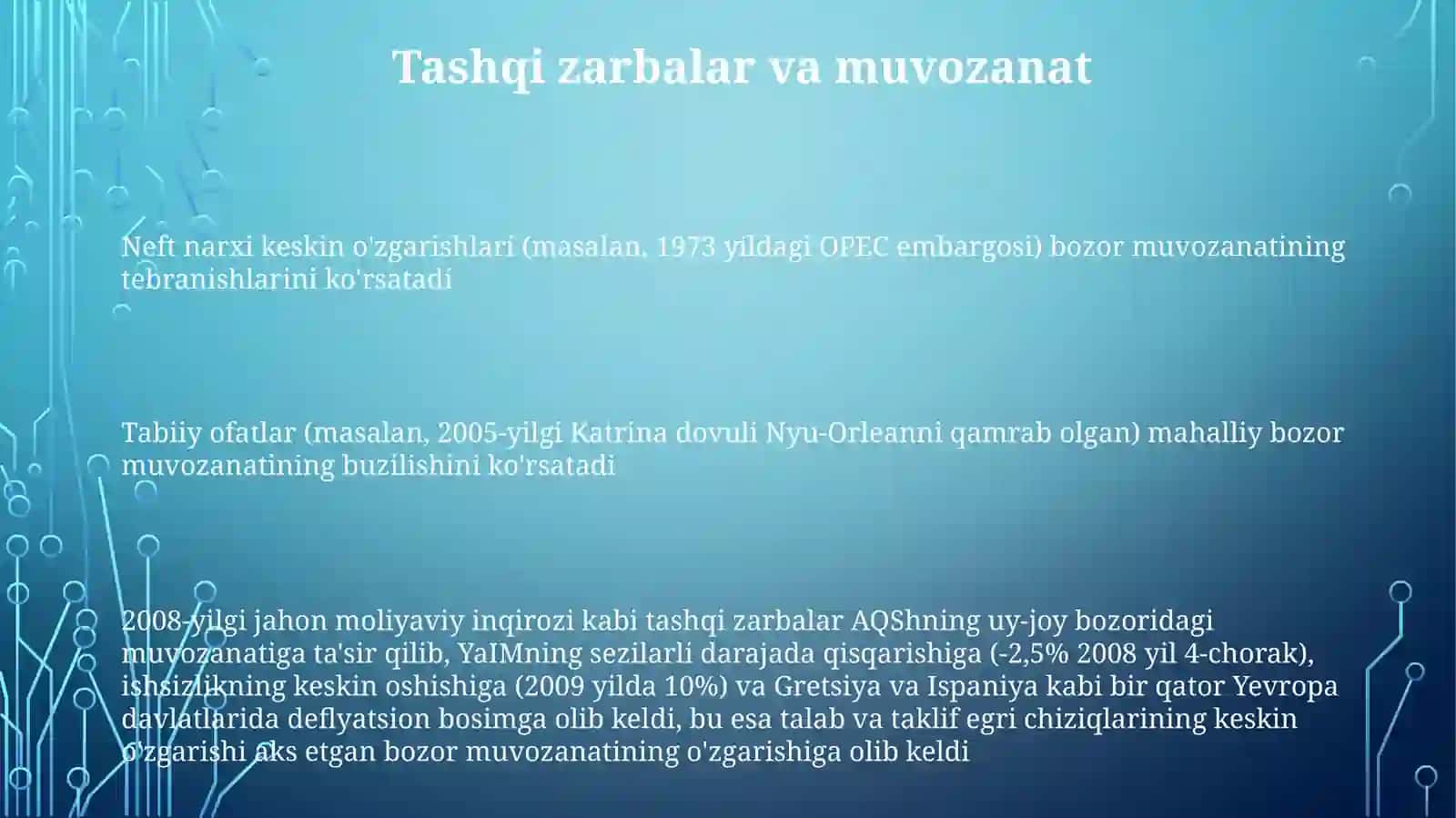 Bozor Muvozanatining O‘zgaruvchanligi 3