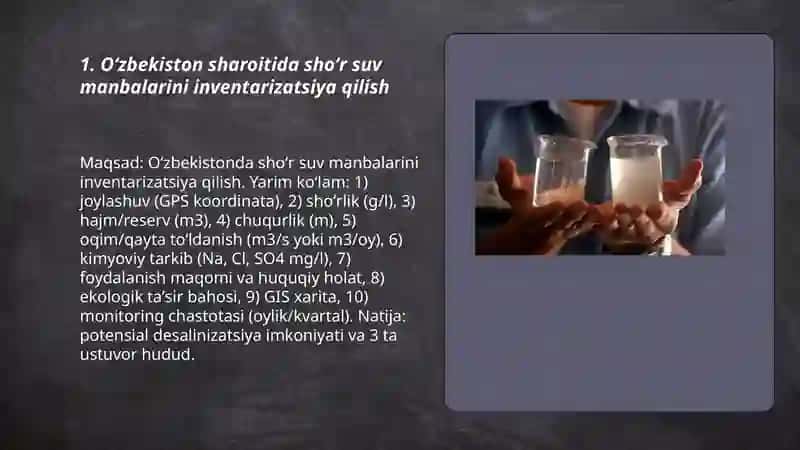 Shór suvlarni chuchuklashtirish g'oyasi 3