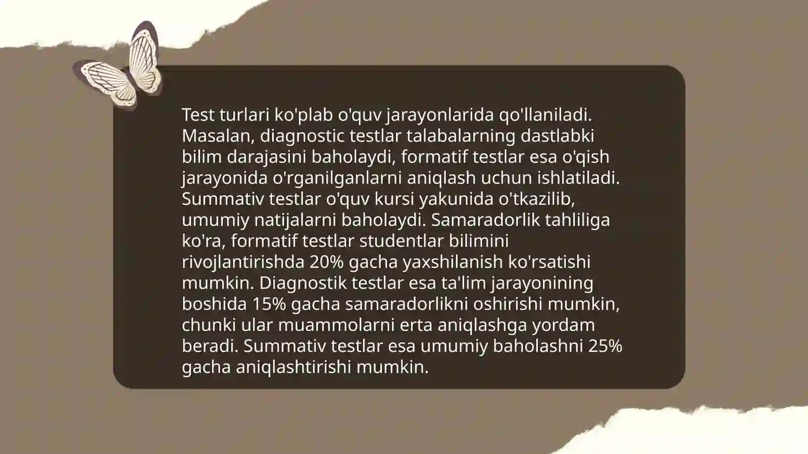Testlar turlari va ularning samaradorligi 3