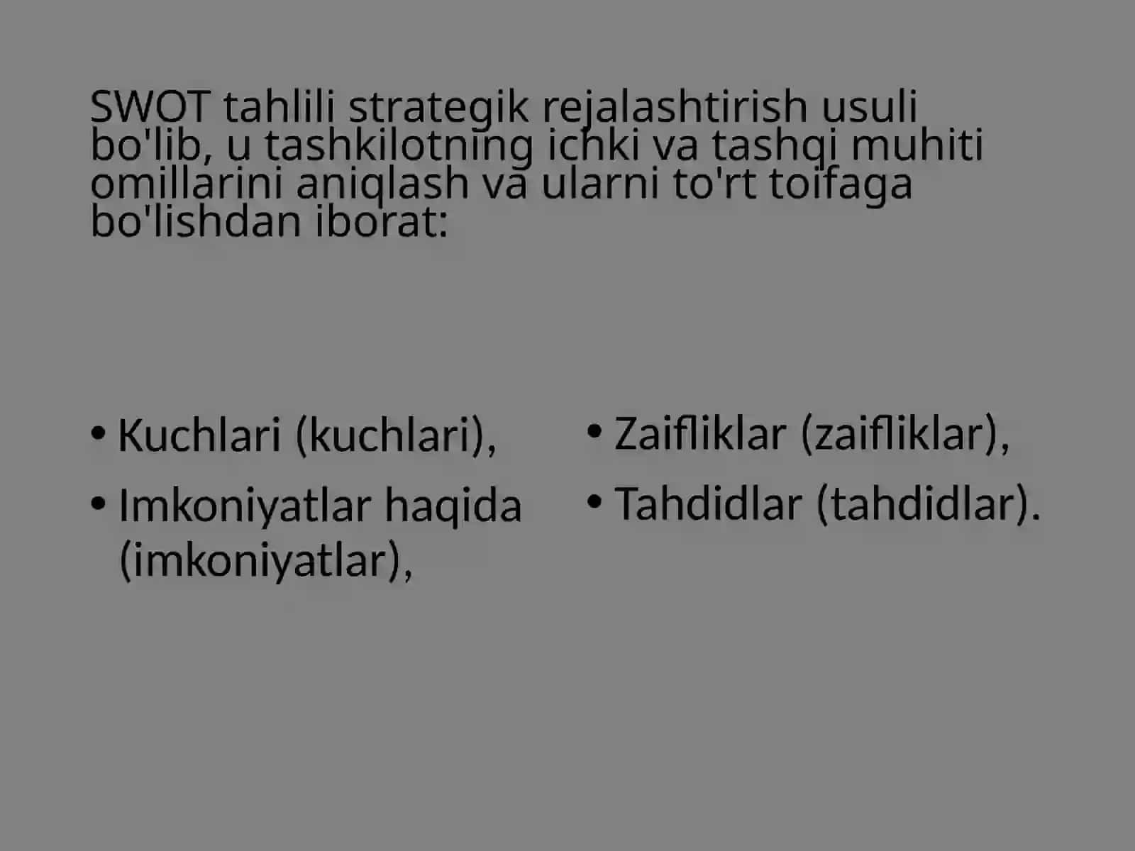 SWOT TAHLIL MAZMUNI 3