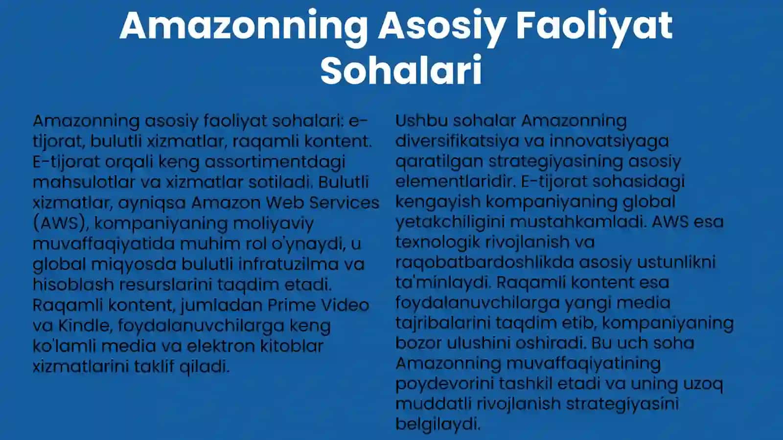 Amazonning Asosiy Faoliyat Sohalari 3