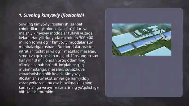 Sanoat rayonlarida gidrosferani ifloslanishi 3