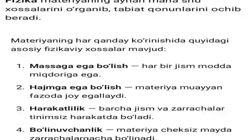 Materiyaning asosiy fizik omillar 3