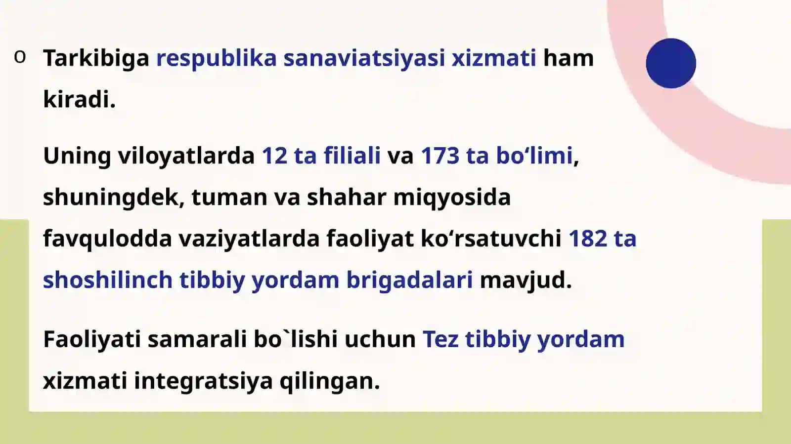 Shoshilinch tibbiy xizmat va ixtisoslashtirilgan markazlar 3