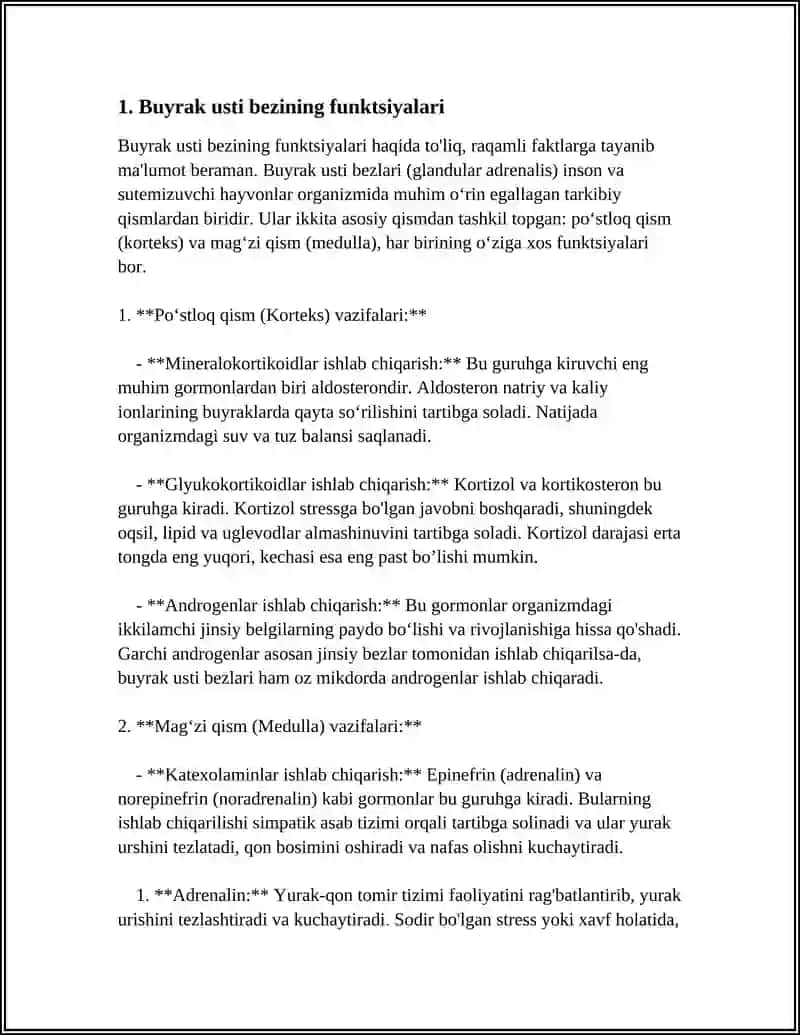 Buyrak usti bezining funktsiyalari 3