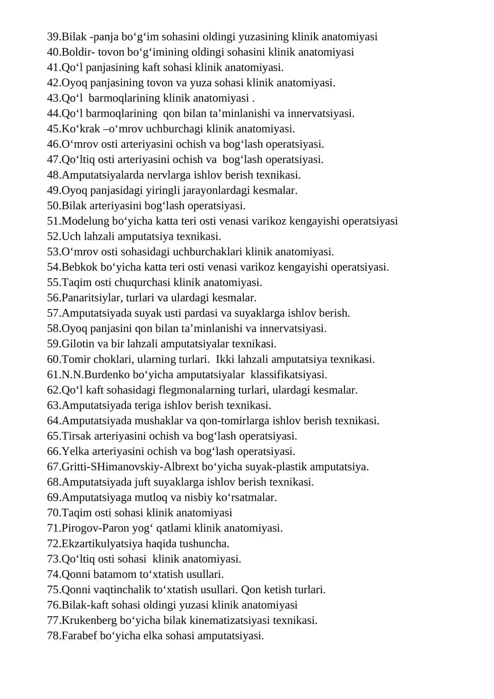 KLINIK ANATOMIYA (OXTA) FANIDAN 3 KURS 3
