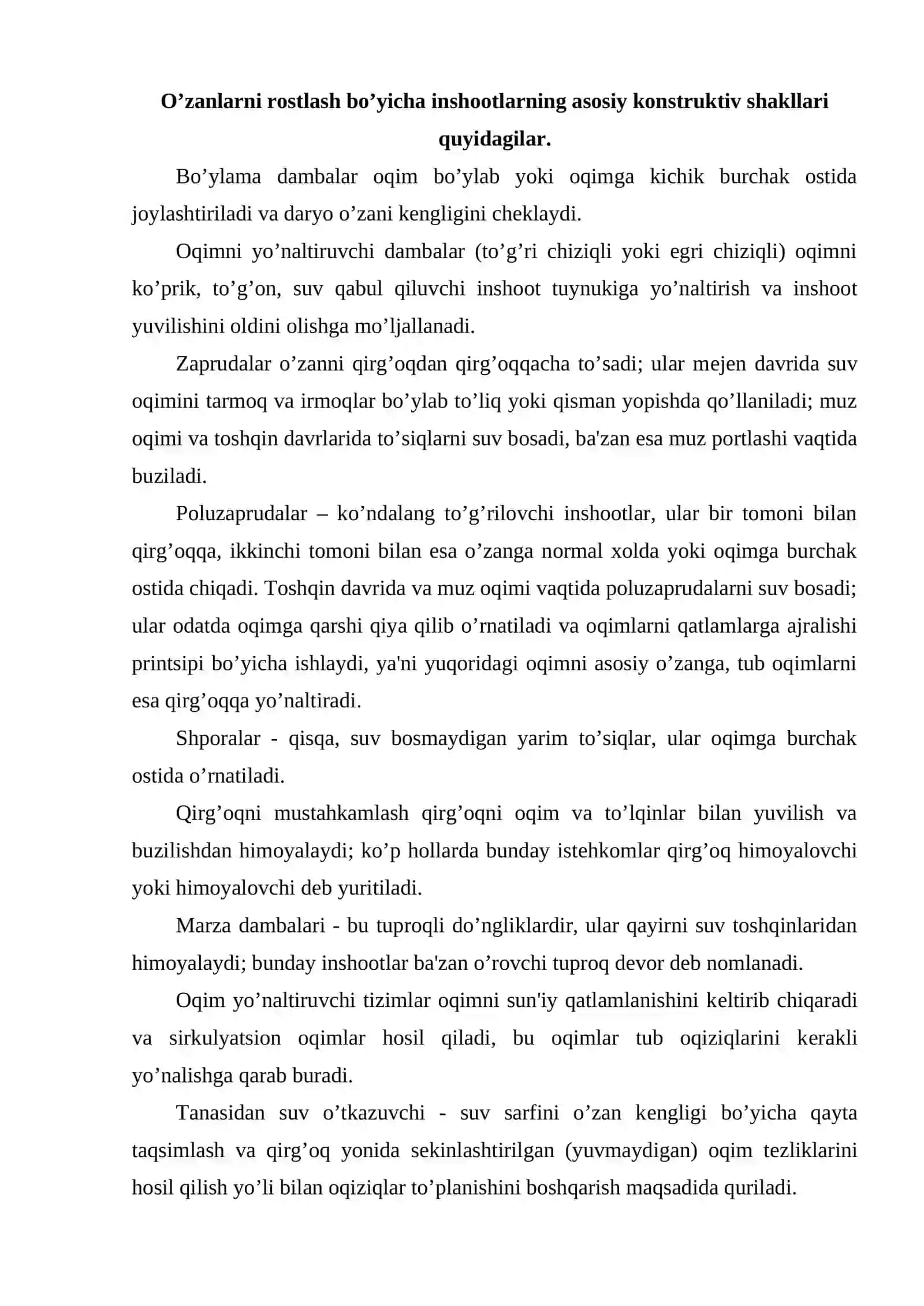 O’zan rostlash inshootlari 3