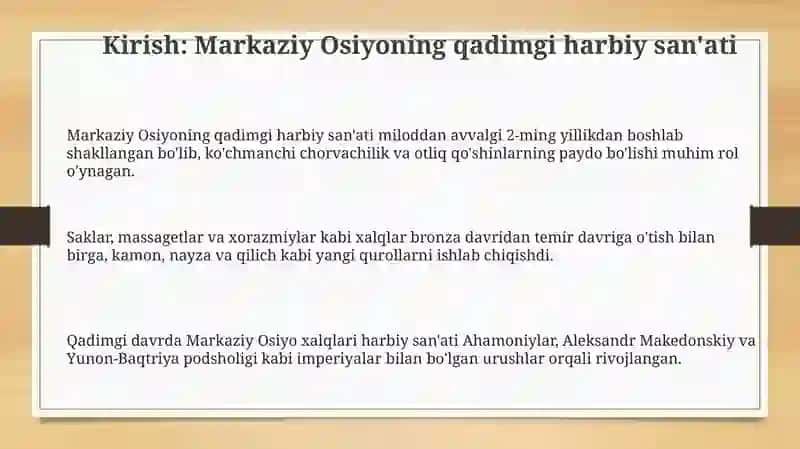 Qadimda o'rta osiyo halqlari harbiy san'ati 3