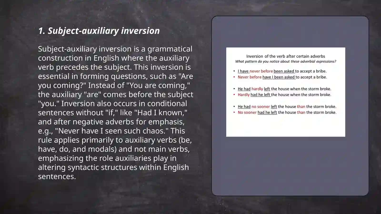 Inversion after negative adverbials 3