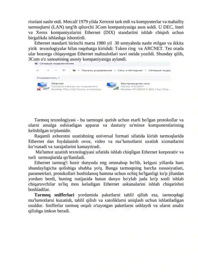 Lokal tarmoq texnologiyalari: Ethernet, Fast Ethernet 3