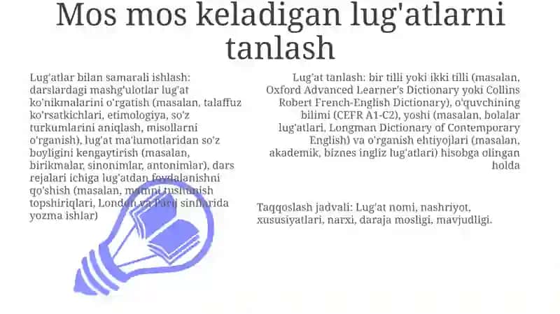 Ona tili darslari uchun Lug'atlar 3