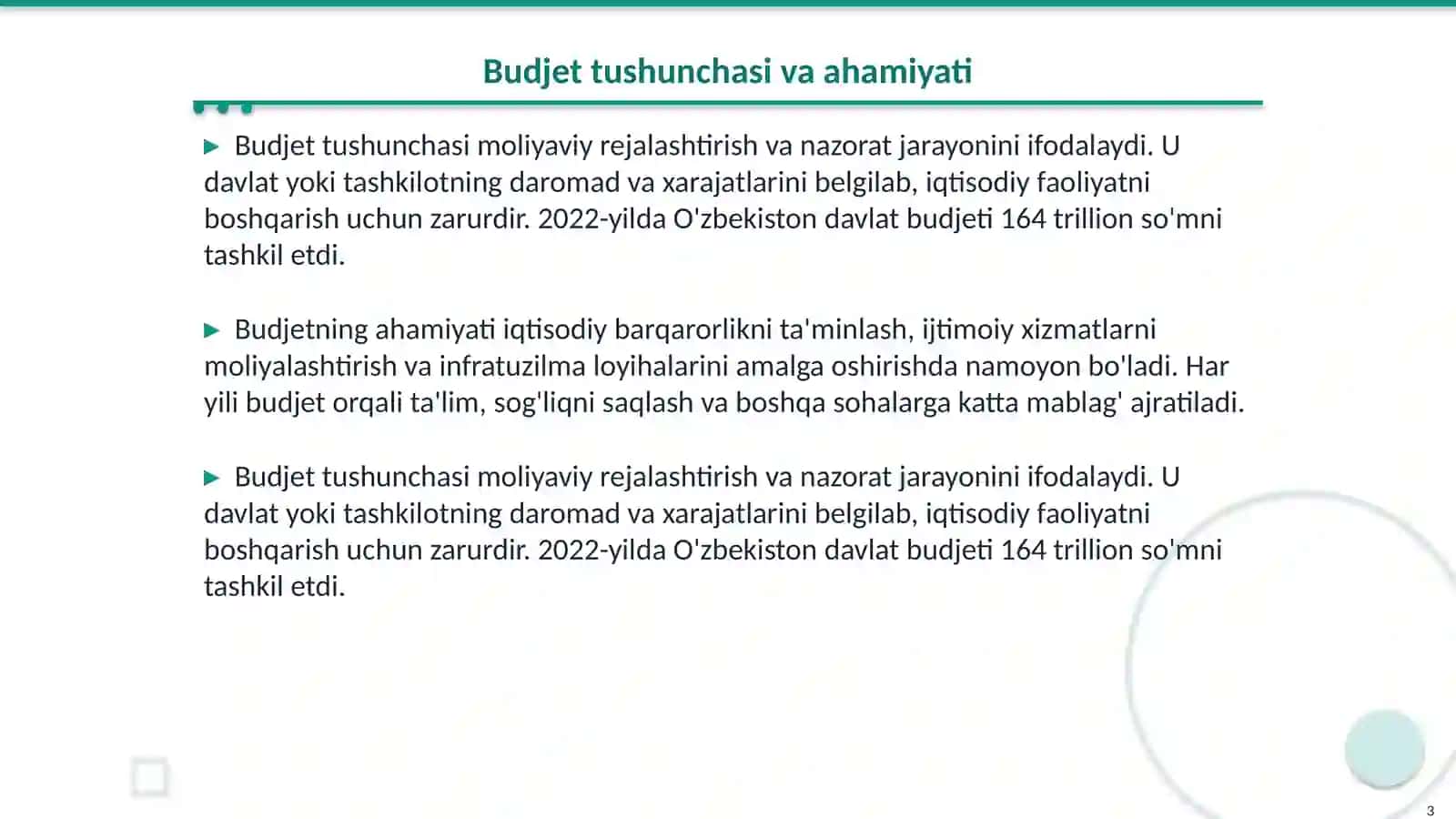 Fundamental budjet konsepti 3