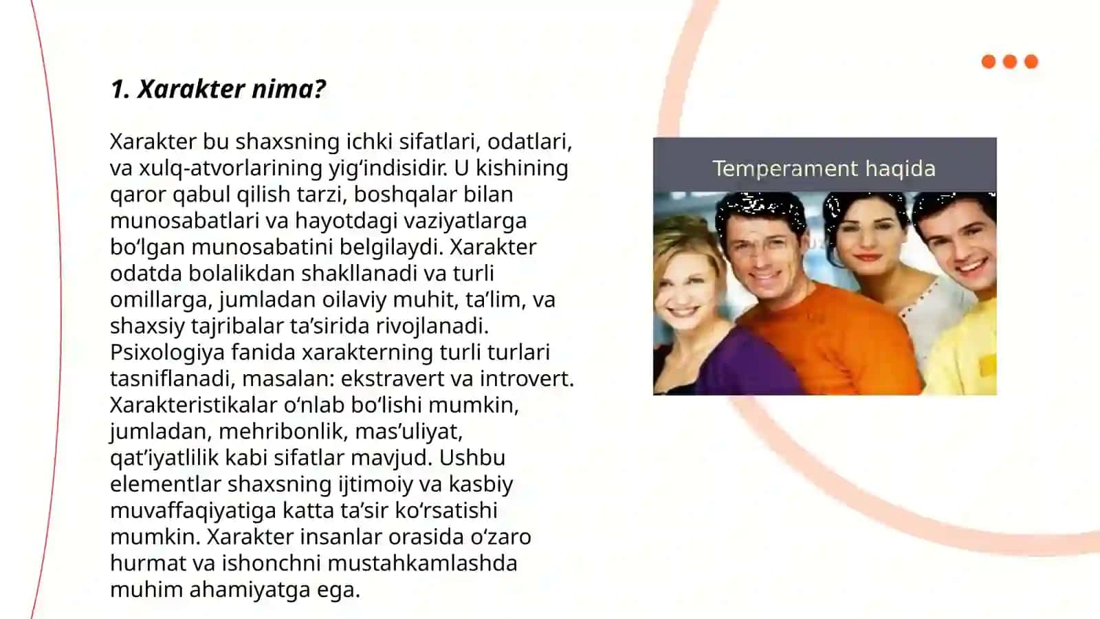 Xarakter haqida tushuncha. Emotsional holatlar 3