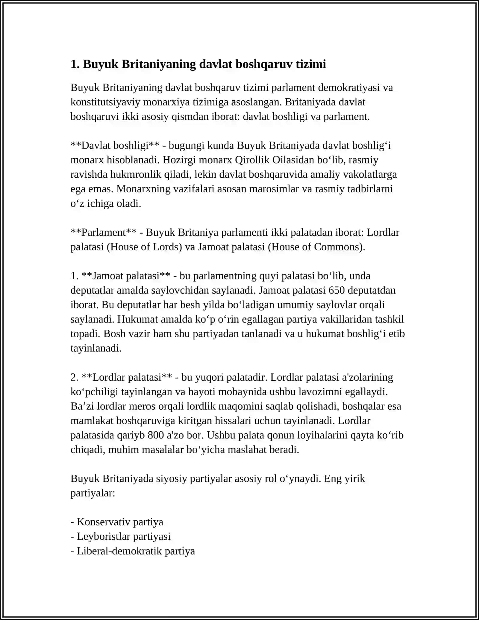 POLITICAL SYSTEM IN THE UK,USA, UZBEKISTAN 3