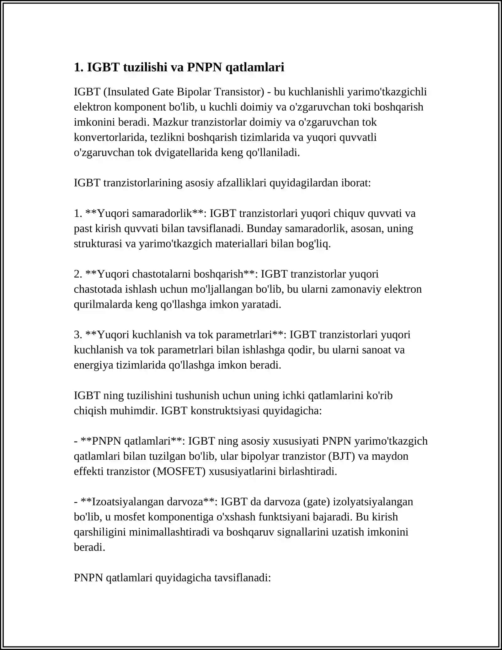 IGBT ULARNING XUSUSIYATLARI KLASSIFIKATSIYASI 3