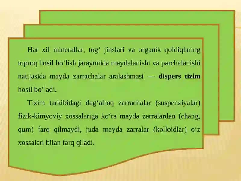 Tuproqning kolloidlari. Turoqning singdirish qobiliyati 3