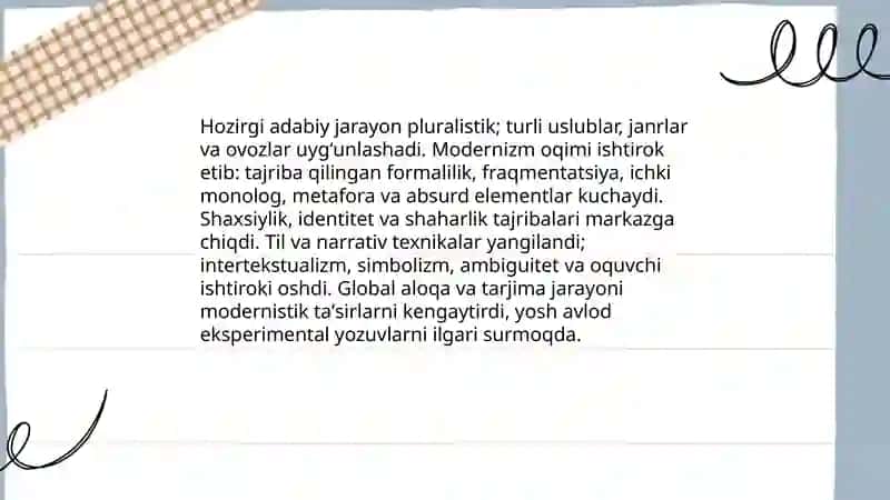 Hozirgi adabiy jarayon va modernizm 3