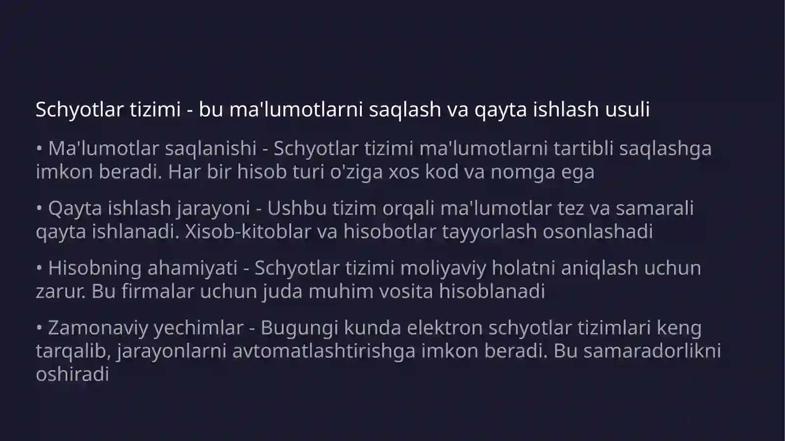 Schyotlar tizimi to'g'risida tushuncha va ularni turkumlash 3