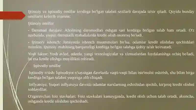 Aholining Kreditga bo'lgan talabi 3