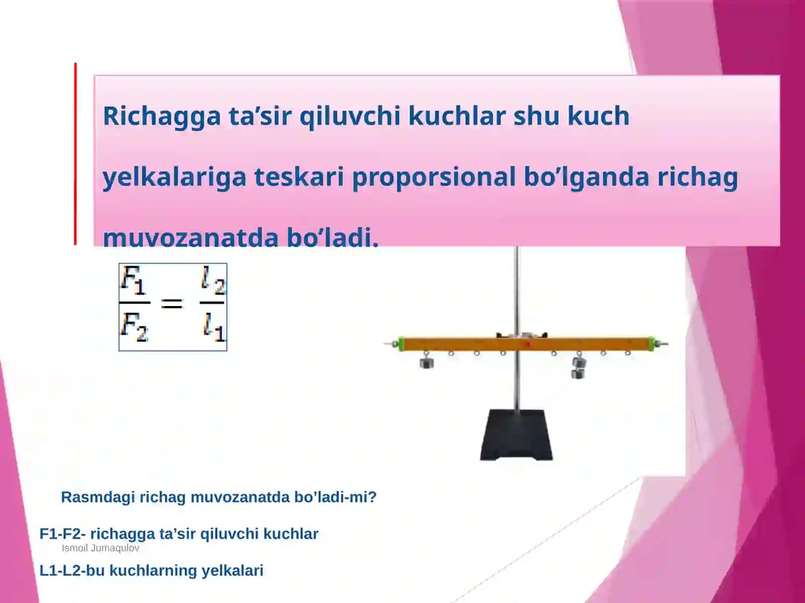 Richag vauning muvozanat sharti 3