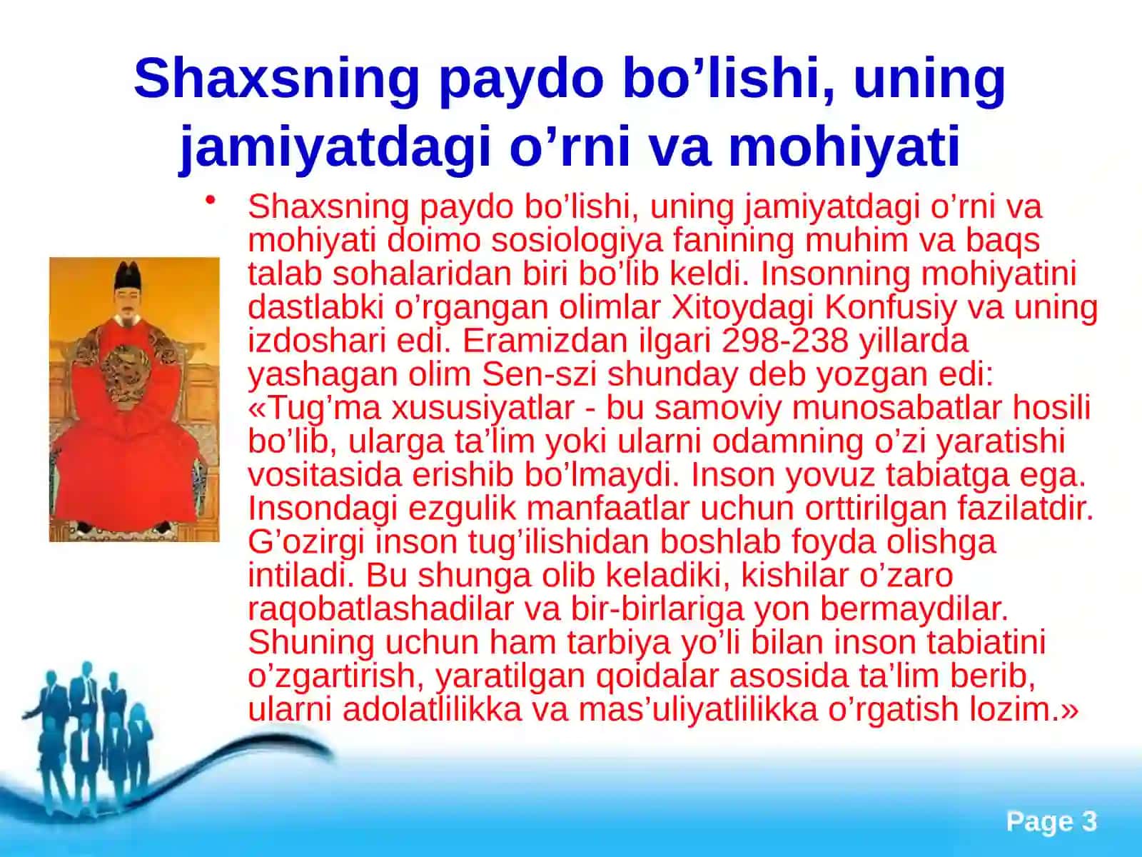 Shaxs rivojlanishi, tarbiyasi va ijtimoiylashuvi 3