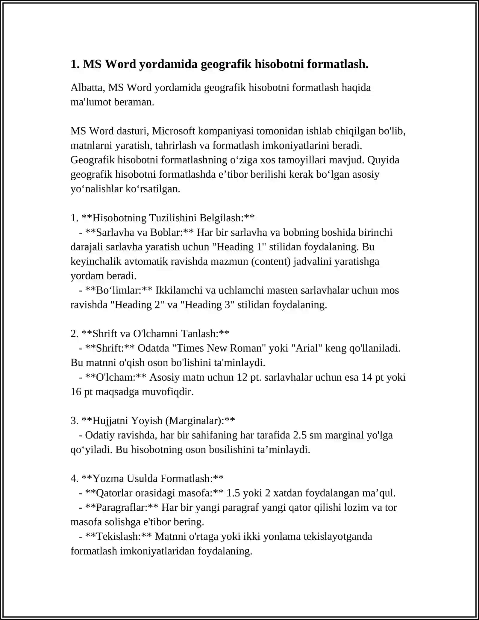 MS WORD MS EXCEL VA MS POWERPOINT DASTURLARIDAN FOYDALANIB, GEOGRAFIK HISOBOTLAR, JADVAL, DIAGRAMMA VA TAQDIMOTLAR YARATISH 3