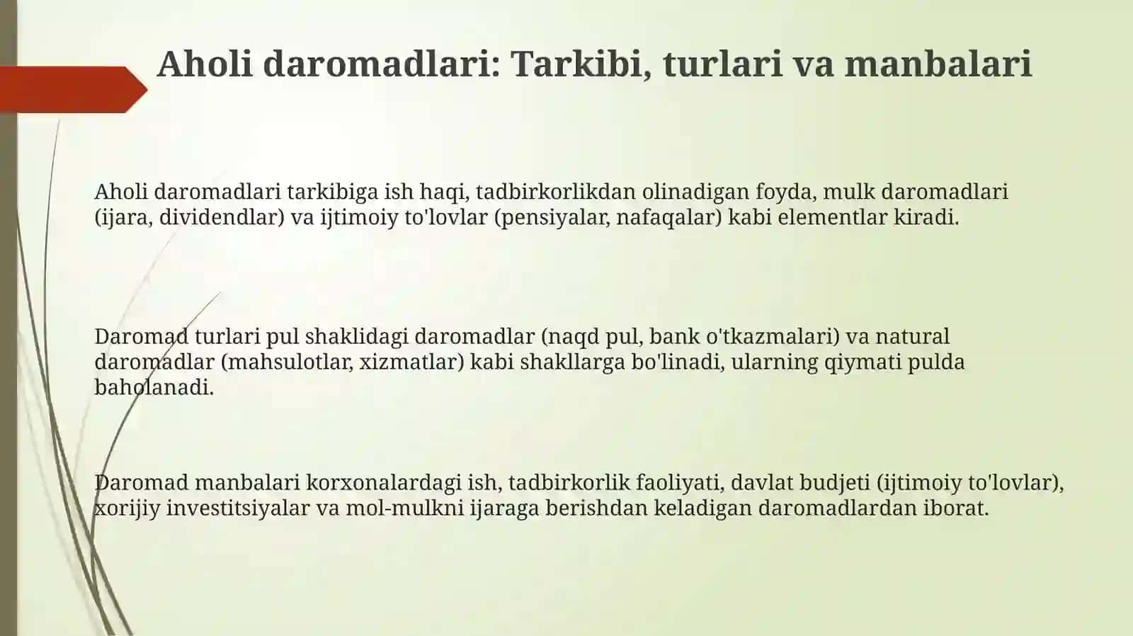 Aholi daromadlarining mazmuni, turlari va manbalari 3