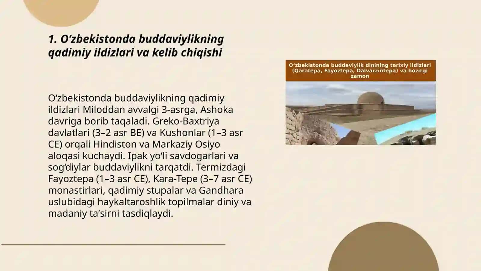 O‘zbekistonda buddaviylik dinining tarixiy ildizlari va hozirgi zamon 3