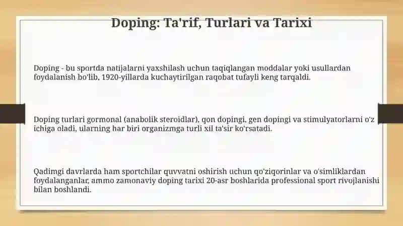 Doping: Ta'rif, Turlari va Tarixi 3