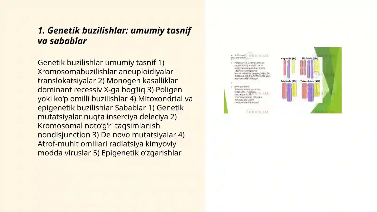 Genetik buzilishlar va mutatsiyalar 3