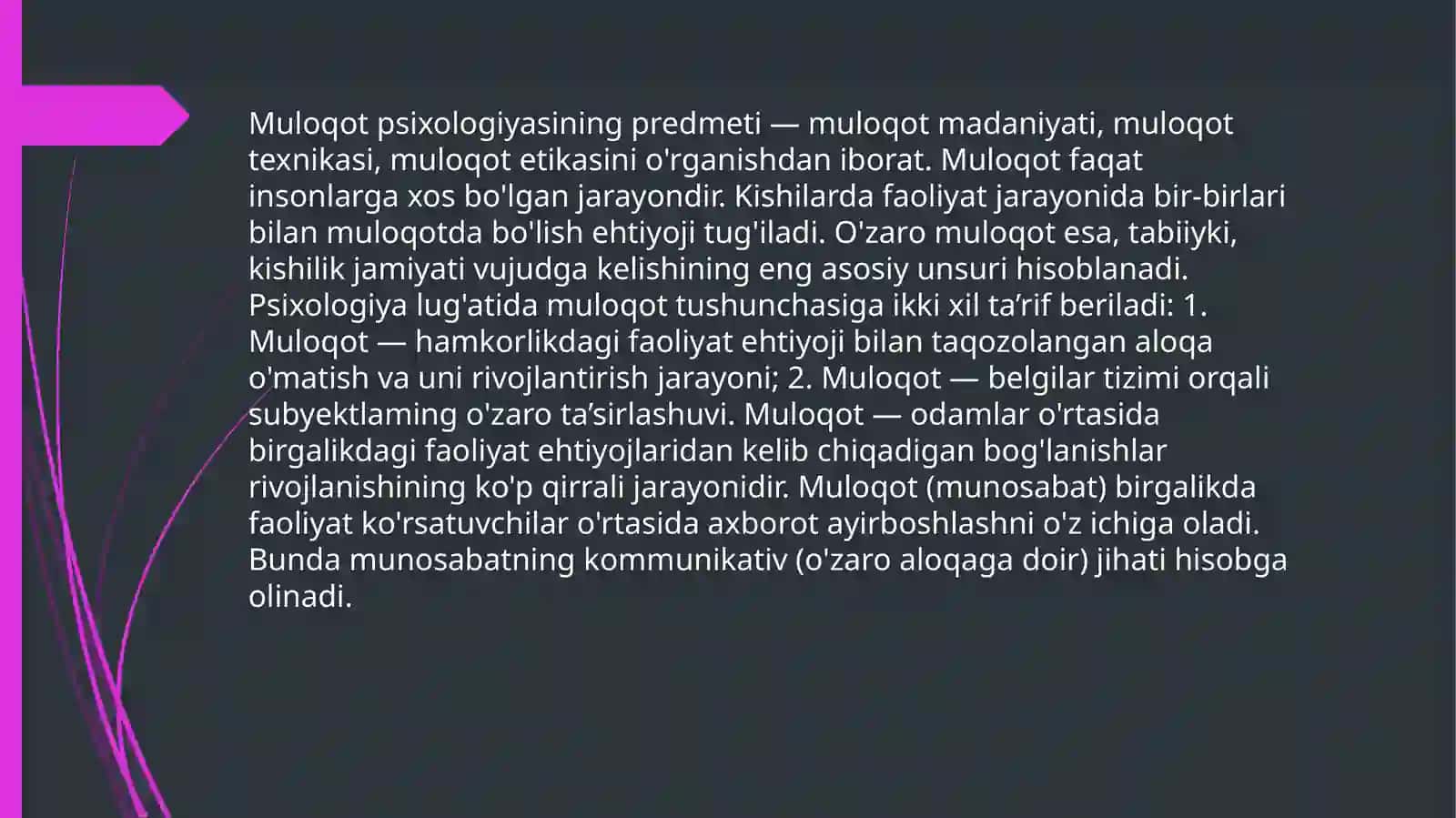 Muloqotning psixologik tizimi va vazifalari 3
