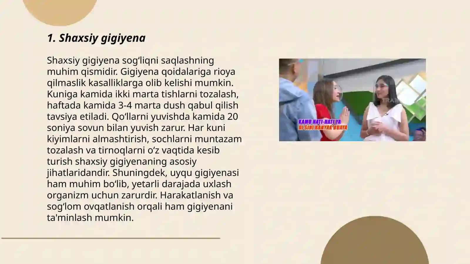 Gigiyenaning asosiy bo'limlari 3