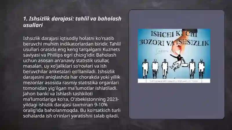 Ishsizlik darajasini statistik o‘rganish: mehnat bozori tendensiyalari va ularning iqtisodiy ta’siri 3
