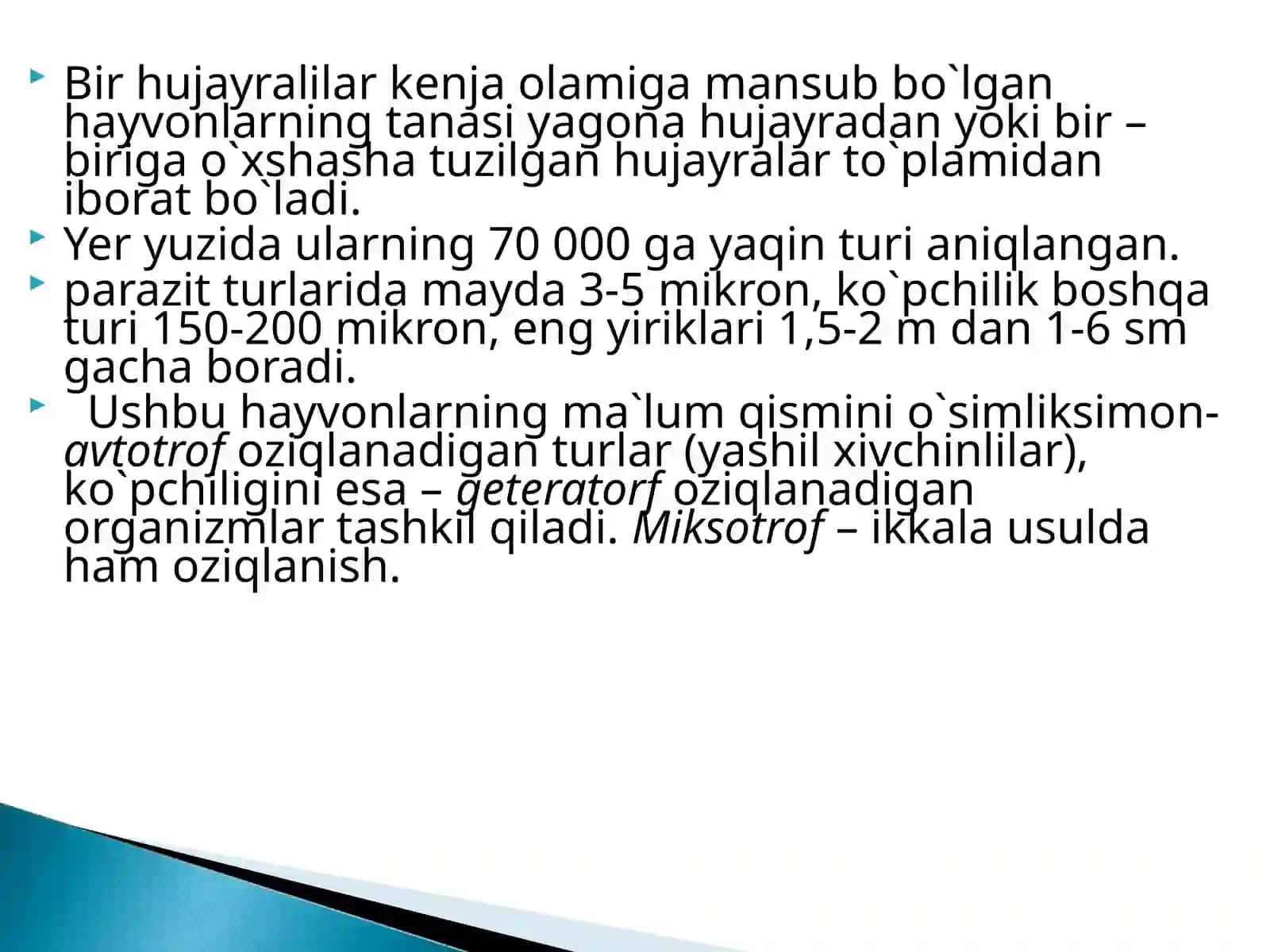 Hayvonlar tipining klassifikatsiyasi 3