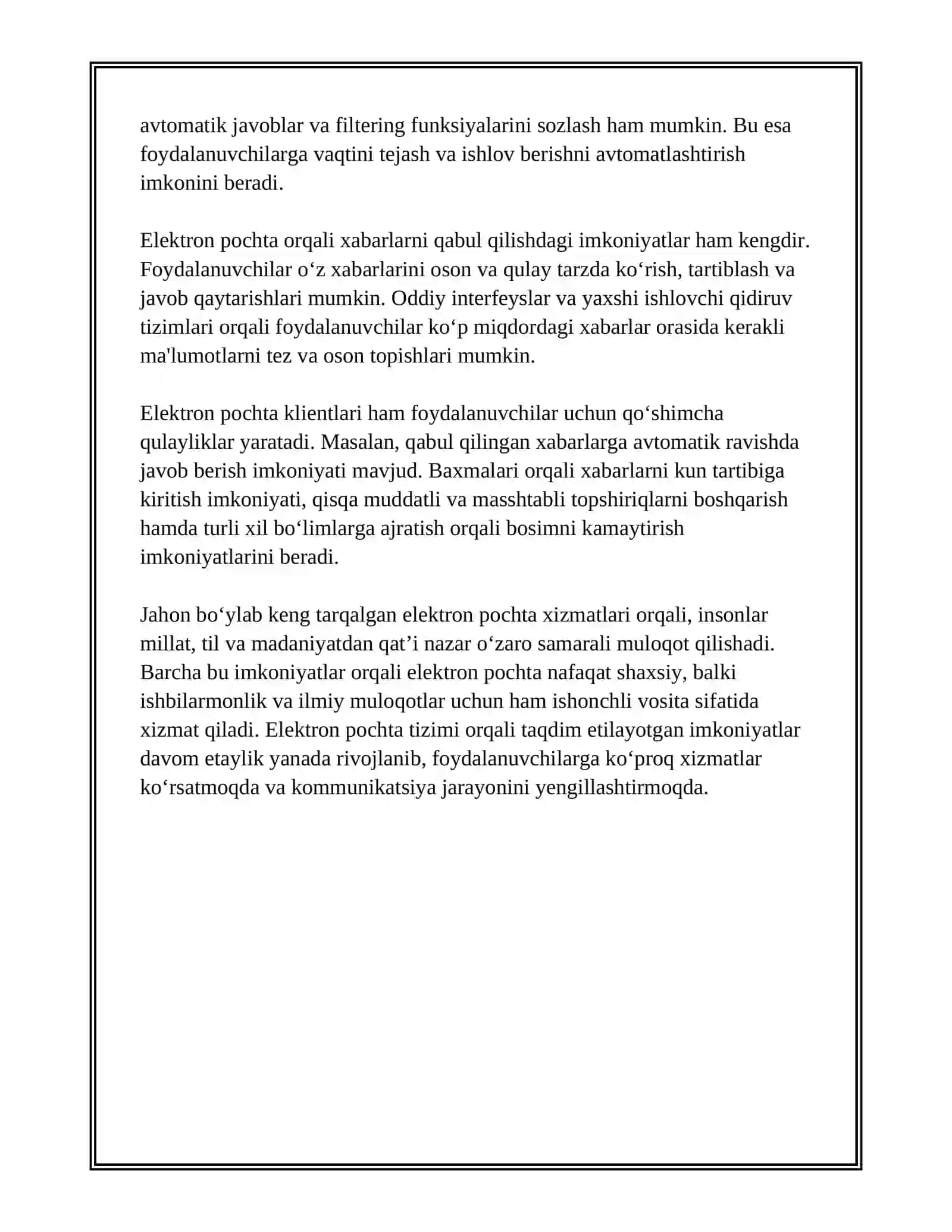 ELEKTRON POCHTANING IMKONIYATLARI 3