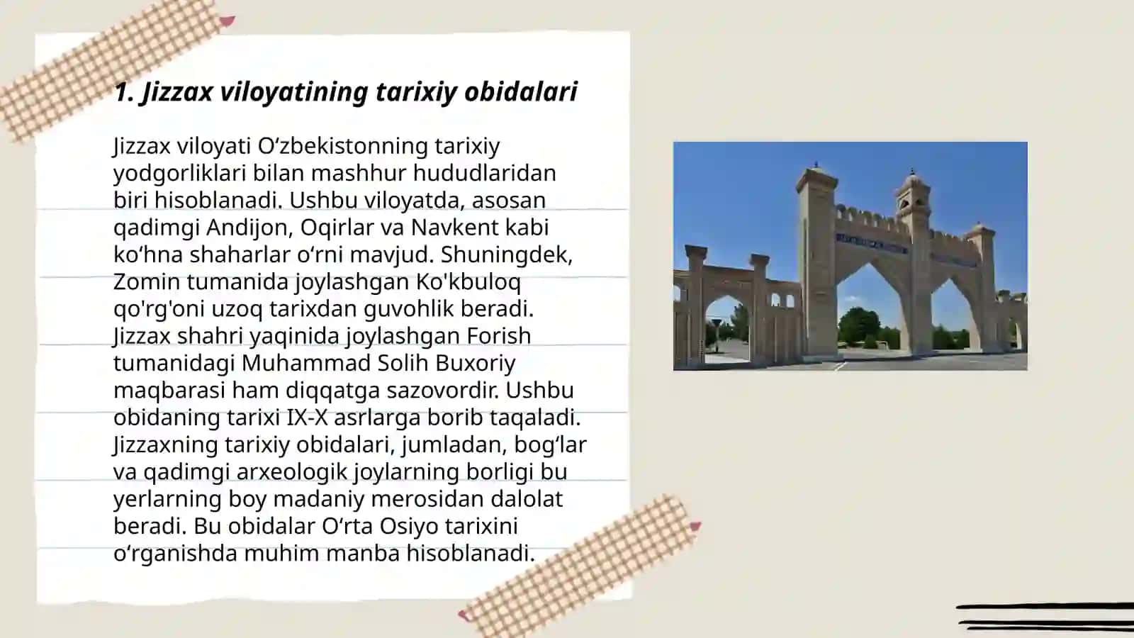 Jizzax va Sirdaryo turistik resurslari 3
