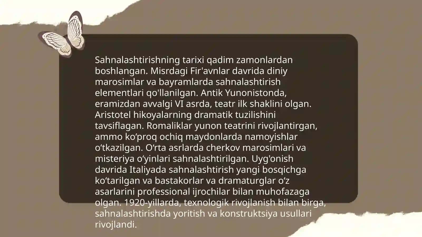 Sahnalashtirishning tarixi 3