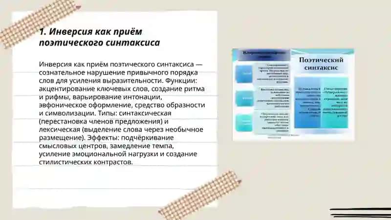 Язык художественного произведения Поетическии́ синтаксис 3