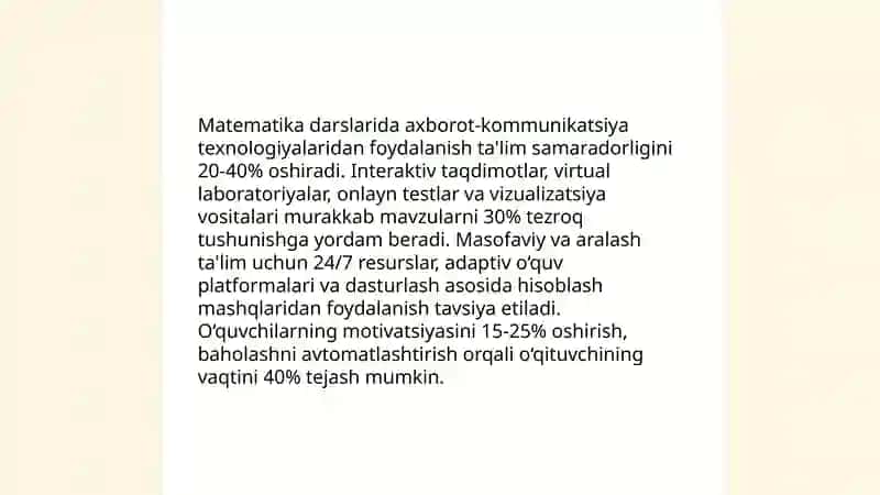 Matematikaga oʻrgatishning zamonaviy metodlari 3