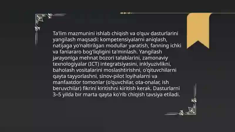 Ta'lim mazmuni ta'lim metodlari va vositalari 3