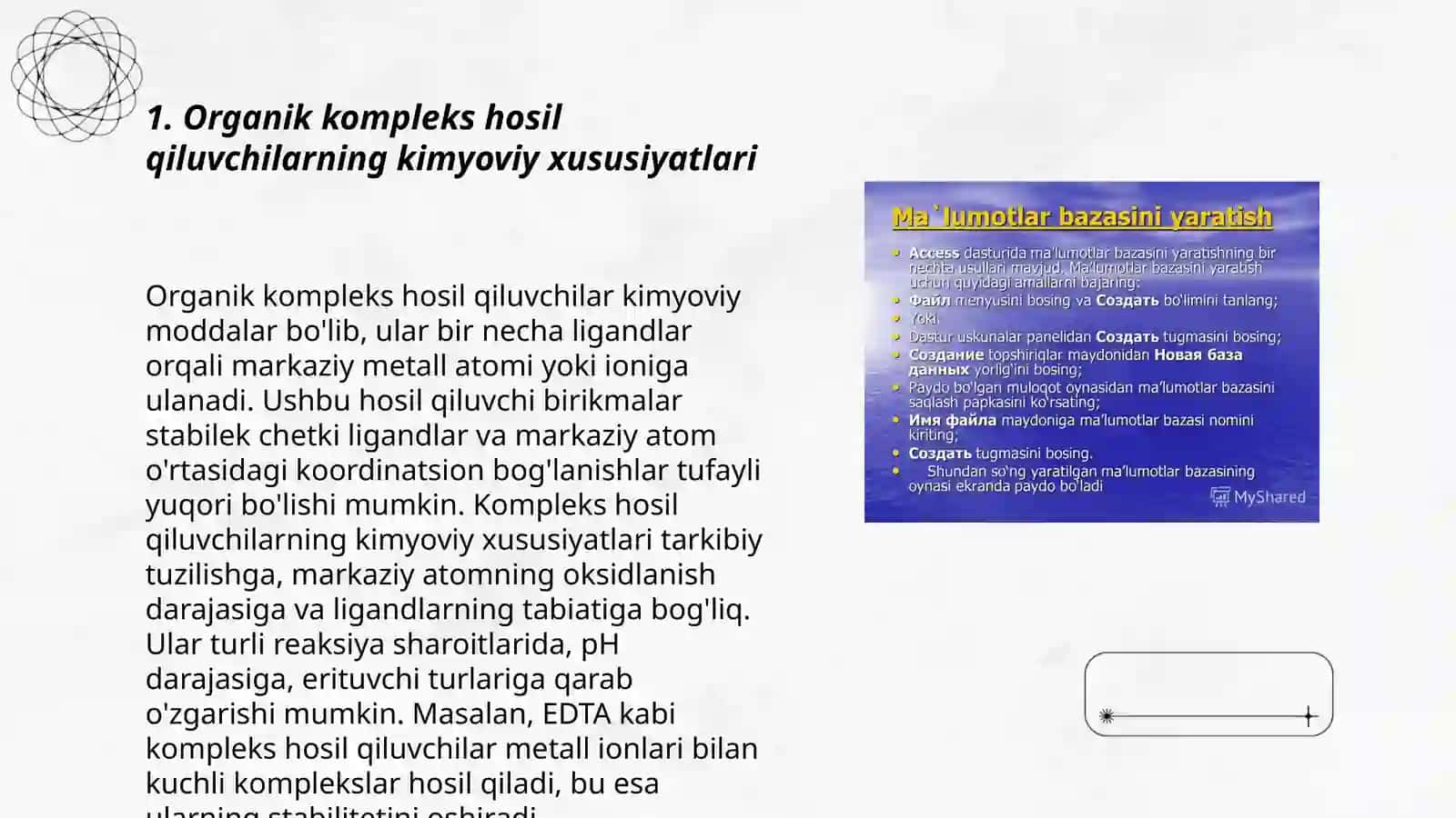 Organik kompleks hosil qiluvchilar 3