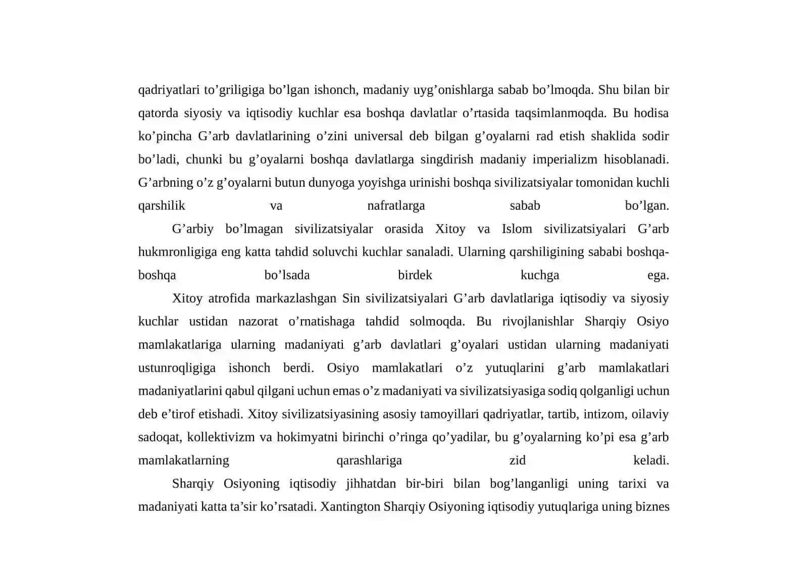 Sivilizatsiyalar to’qnashuvi va yangi dunyo tartibi 3