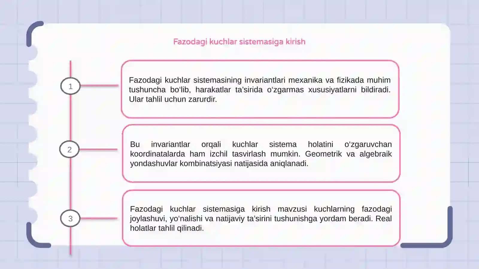 Fazodagi kuchlar sistemasining invariantlari 3