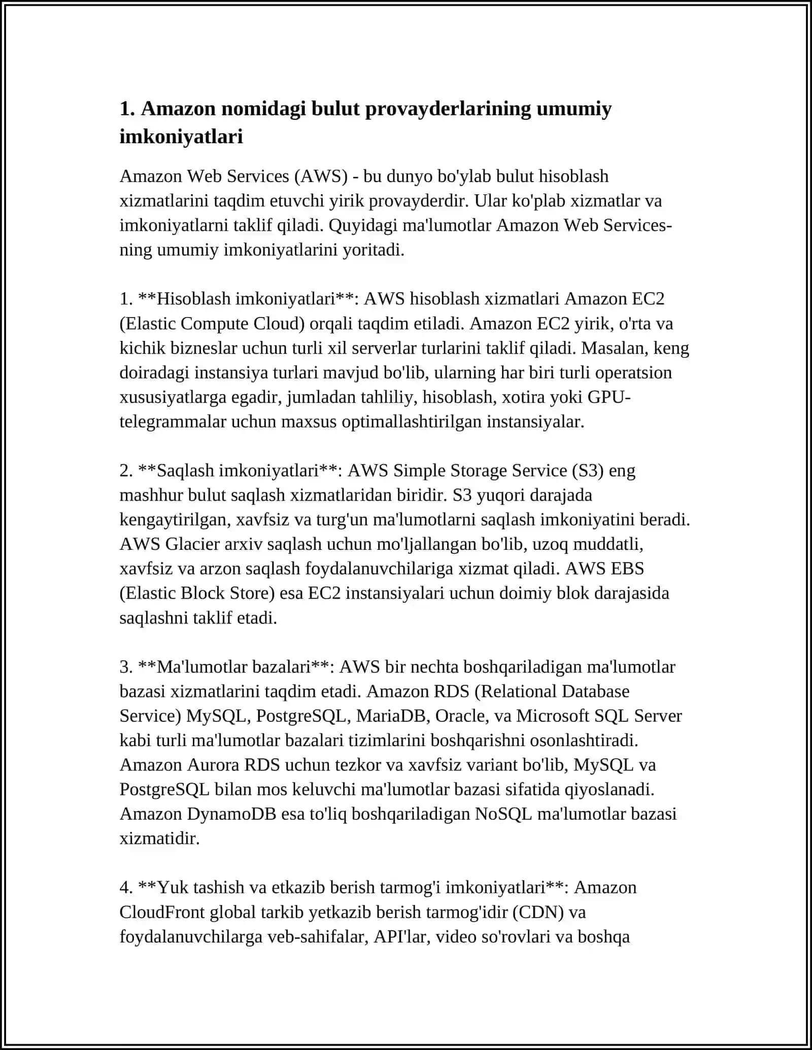 Amazon Bulut Provayderlarining Imkoniyatlari va Texnologiyalar 3