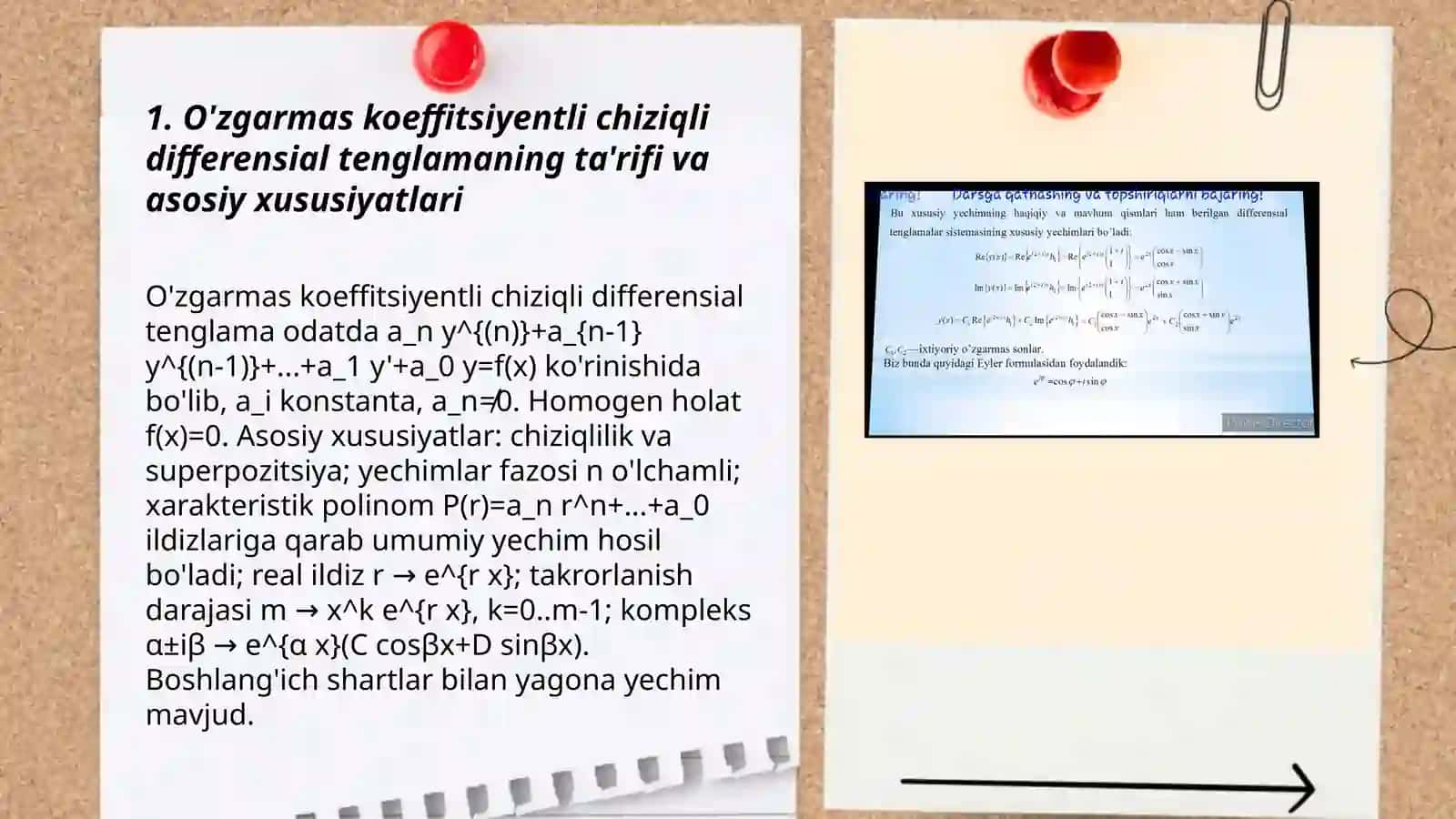 O'zgarmas koeffitsiyentli chiziqli bir jinslimas differensial tenglamalar 3
