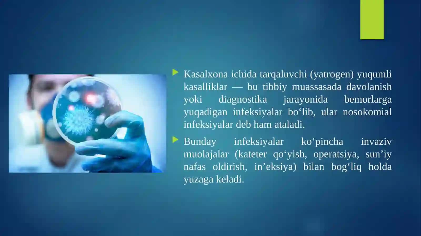 Kasalhona ichida tarqaluvchi (yatrogen) yuqumli kasalliklar qo'zg'atuvchilari va ularni laboratoriya tashxislari 3