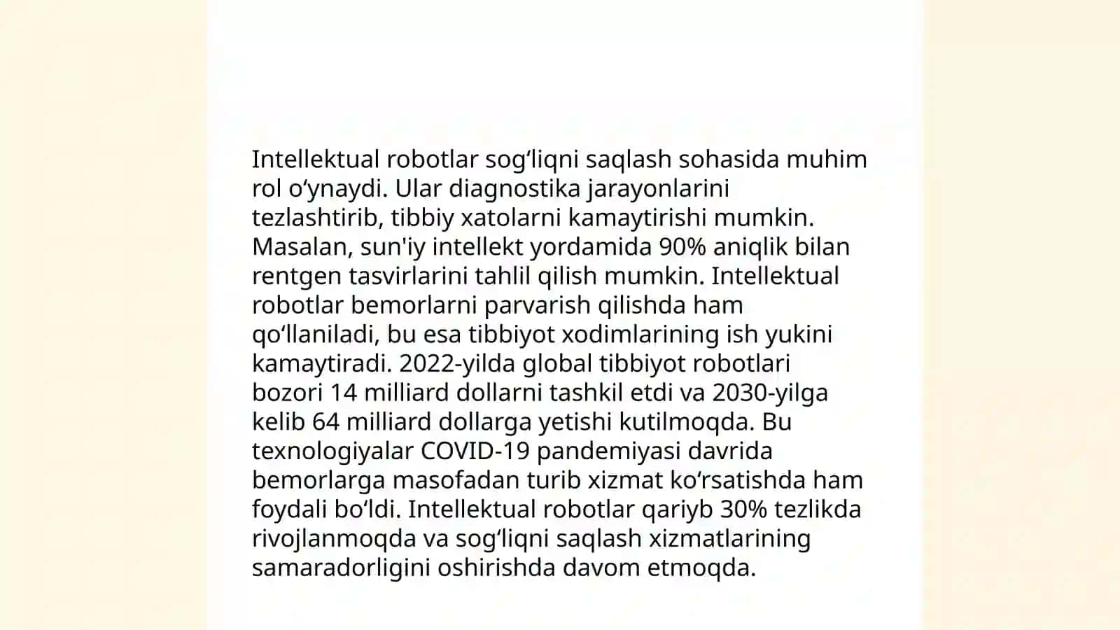 Intellektual robotlarni qo'llash sohalari 3