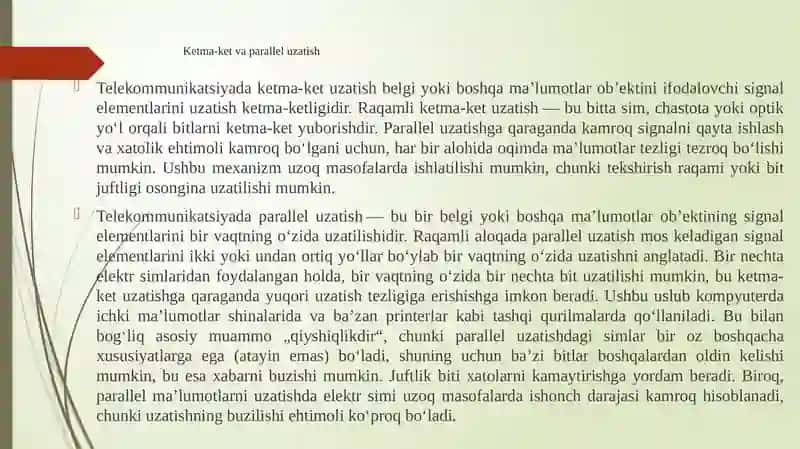 Ma’lumotlarni uzatish kanali. 3
